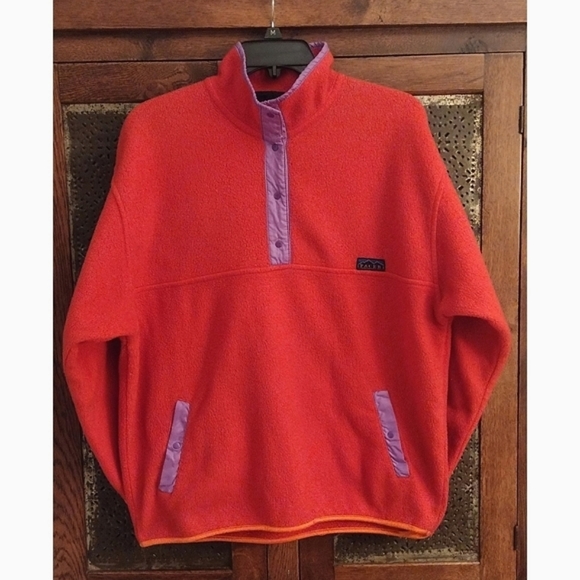 90's PACER UNISEX Oversized Fleece Pullover, Size M, Red/Violet/Orange VTG - Picture 1 of 9